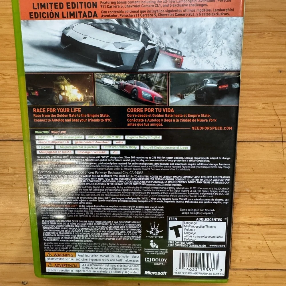 Need for Speed The Run Limited Edition Xbox 360 No Manual